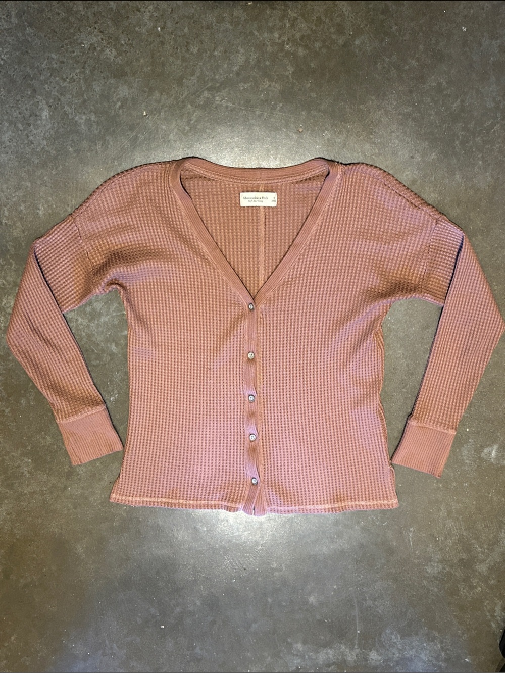 Abercrombie & Fitch Dusty Rose Ribbed Button Front V-Neck Cardigan - Women S